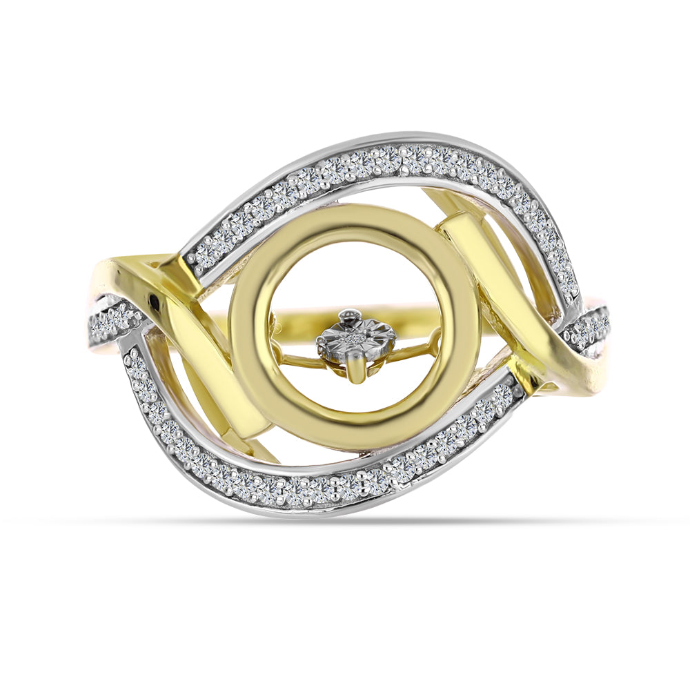 Goldplattierter Silberring mit weißem Diamant und weißem Zirkon