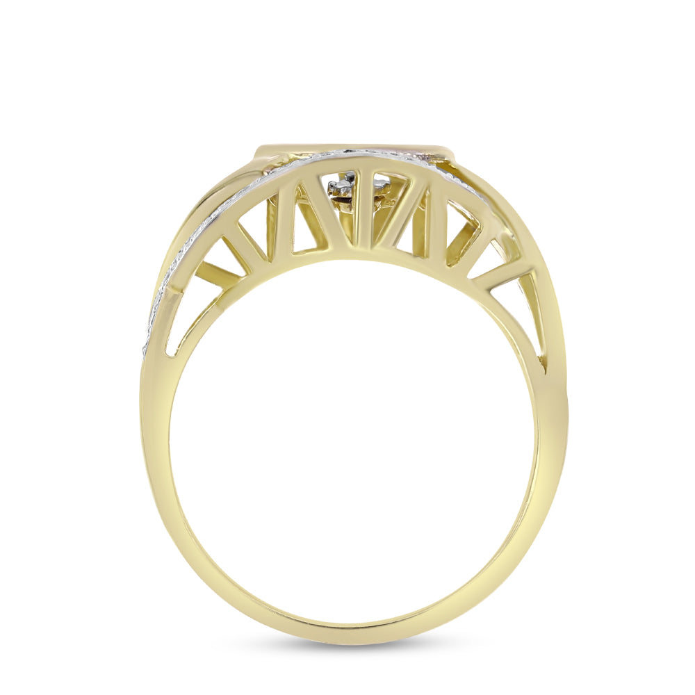 Goldplattierter Silberring mit weißem Diamant und weißem Zirkon 2 