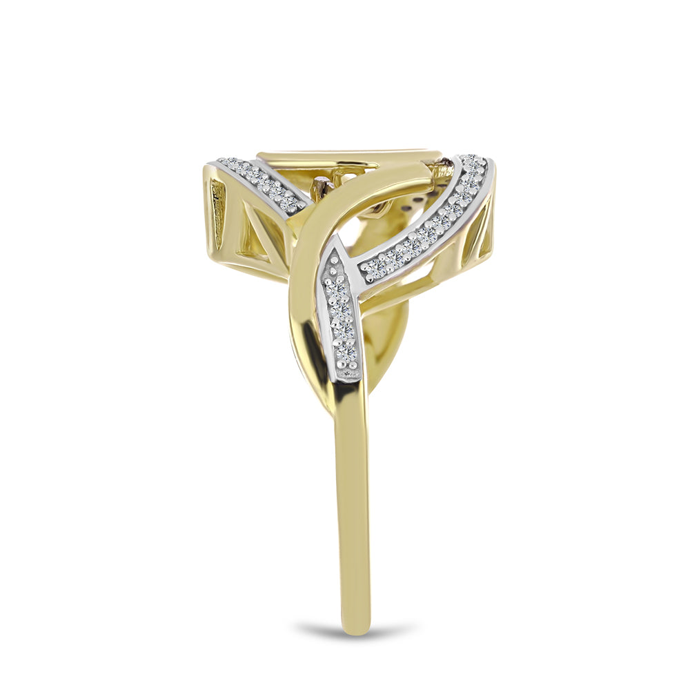 Goldplattierter Silberring mit weißem Diamant und weißem Zirkon 4 