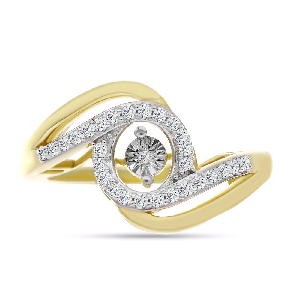 Goldplattierter Silberring mit weißem Diamant und weißem Zirkon 1 