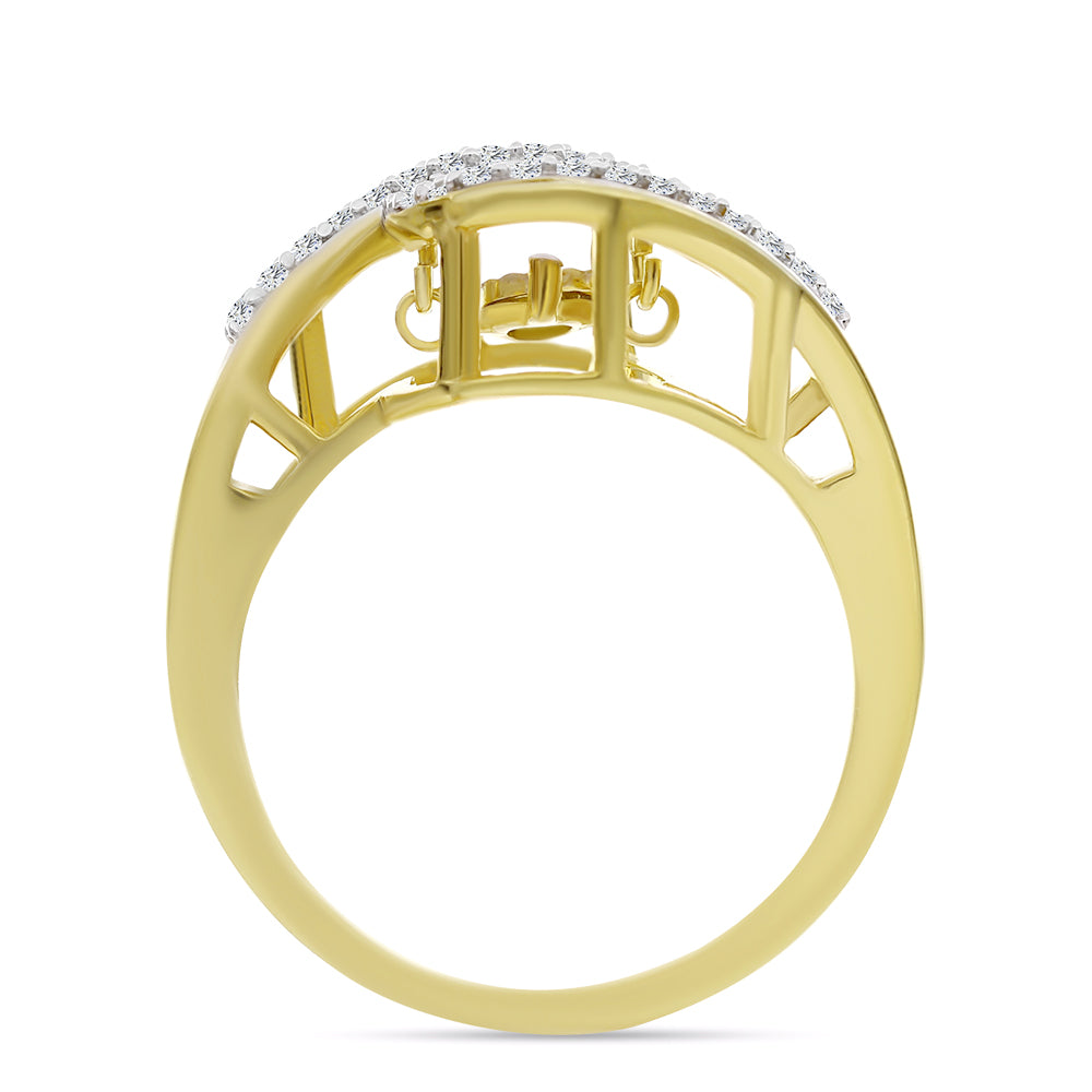 Goldplattierter Silberring mit weißem Diamant und weißem Zirkon