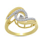 Goldplattierter Silberring mit weißem Diamant und weißem Zirkon