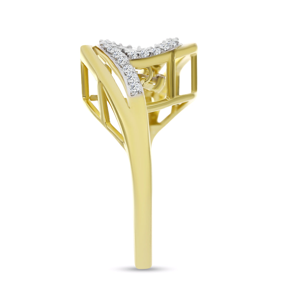 Goldplattierter Silberring mit weißem Diamant und weißem Zirkon