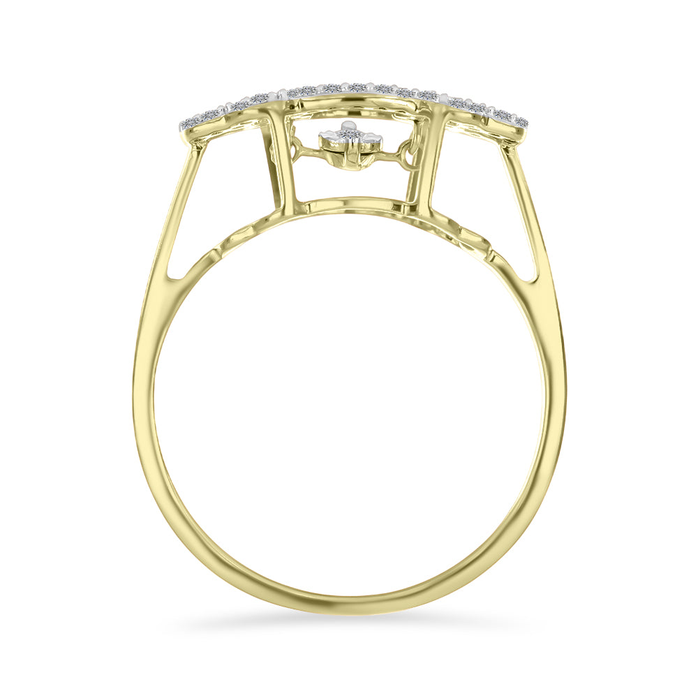 Goldplattierter Silberring mit weißem Diamant und weißem Zirkon