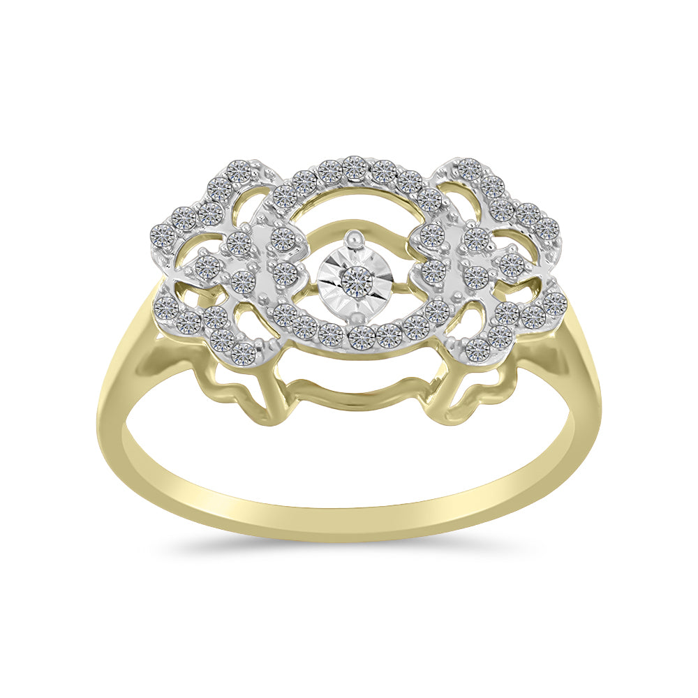 Goldplattierter Silberring mit weißem Diamant und weißem Zirkon