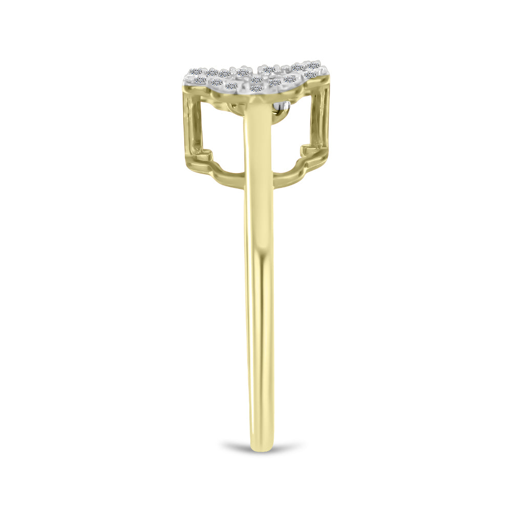 Goldplattierter Silberring mit weißem Diamant und weißem Zirkon