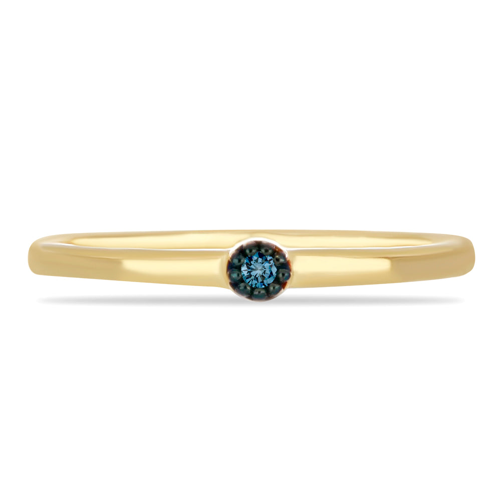 Goldplattierter Silberring mit blauem Diamant