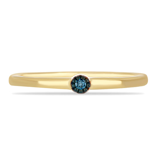Goldplattierter Silberring mit blauem Diamant