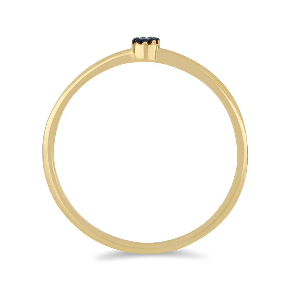 Goldplattierter Silberring mit blauem Diamant