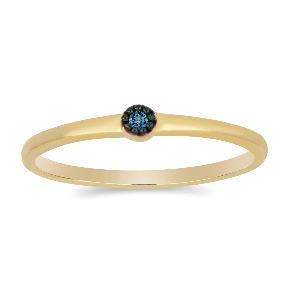 Goldplattierter Silberring mit blauem Diamant 3 