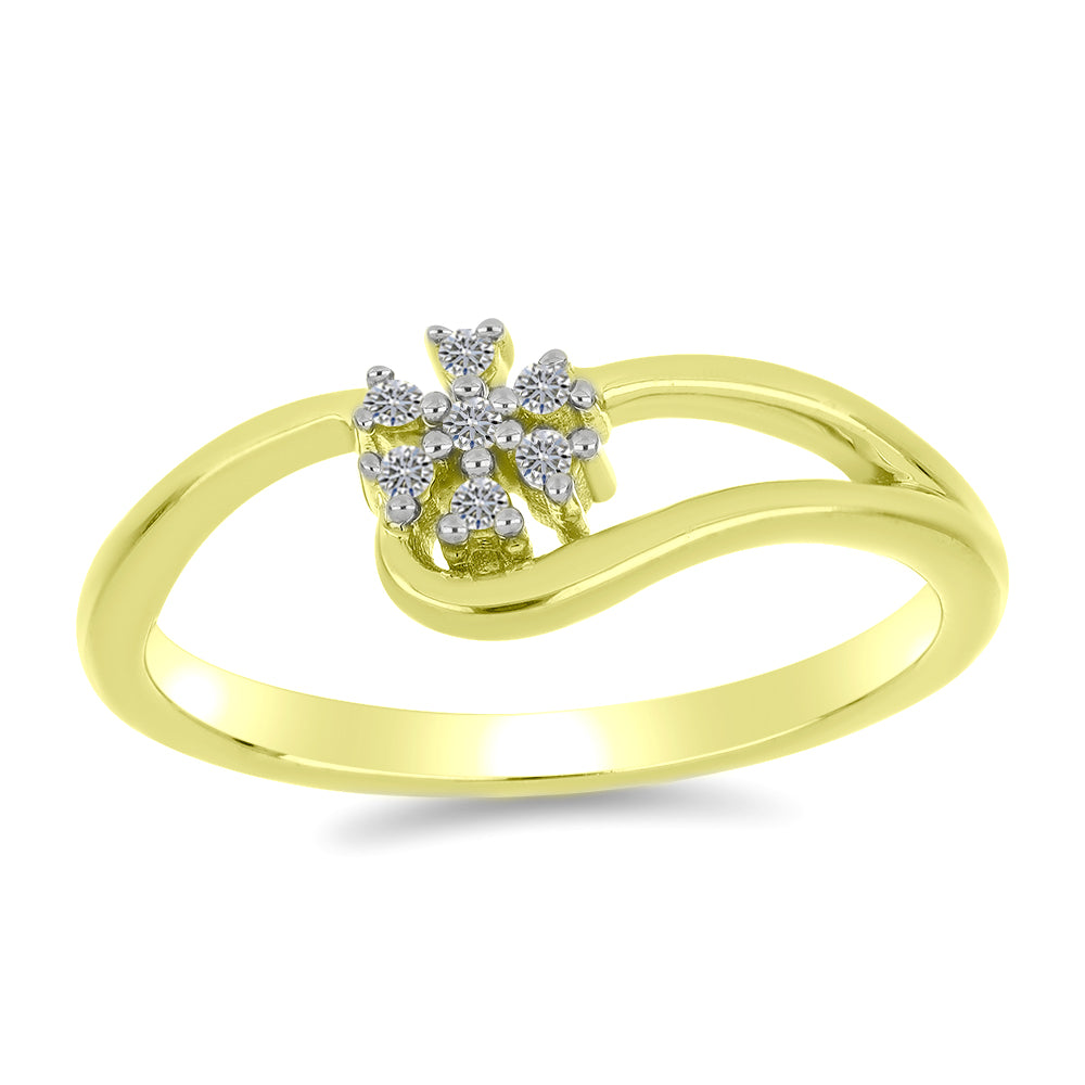 Goldplattierter Silberring mit weißem Diamant 3 