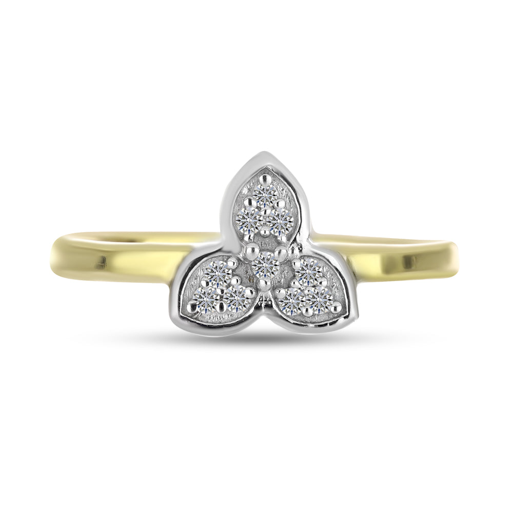 Goldplattierter Silberring mit weißem Diamant 1 