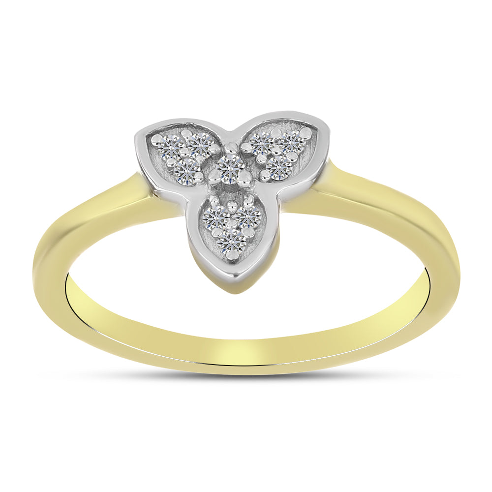 Goldplattierter Silberring mit weißem Diamant 3 