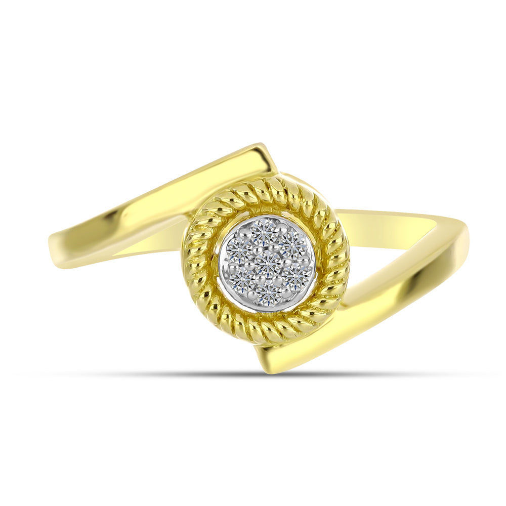 Goldplattierter Silberring mit weißem Diamant 1 