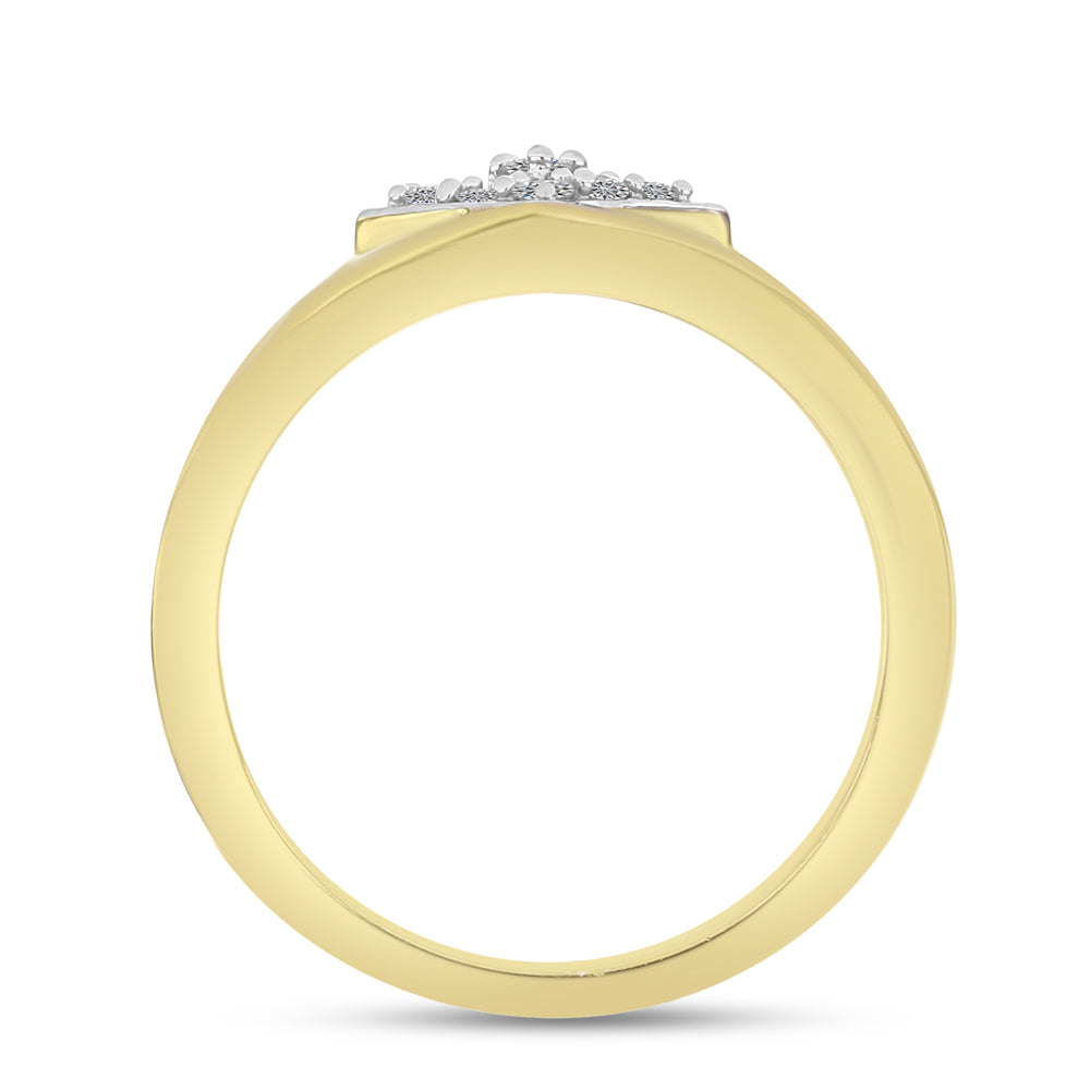 Goldplattierter Silberring mit weißem Diamant 2 