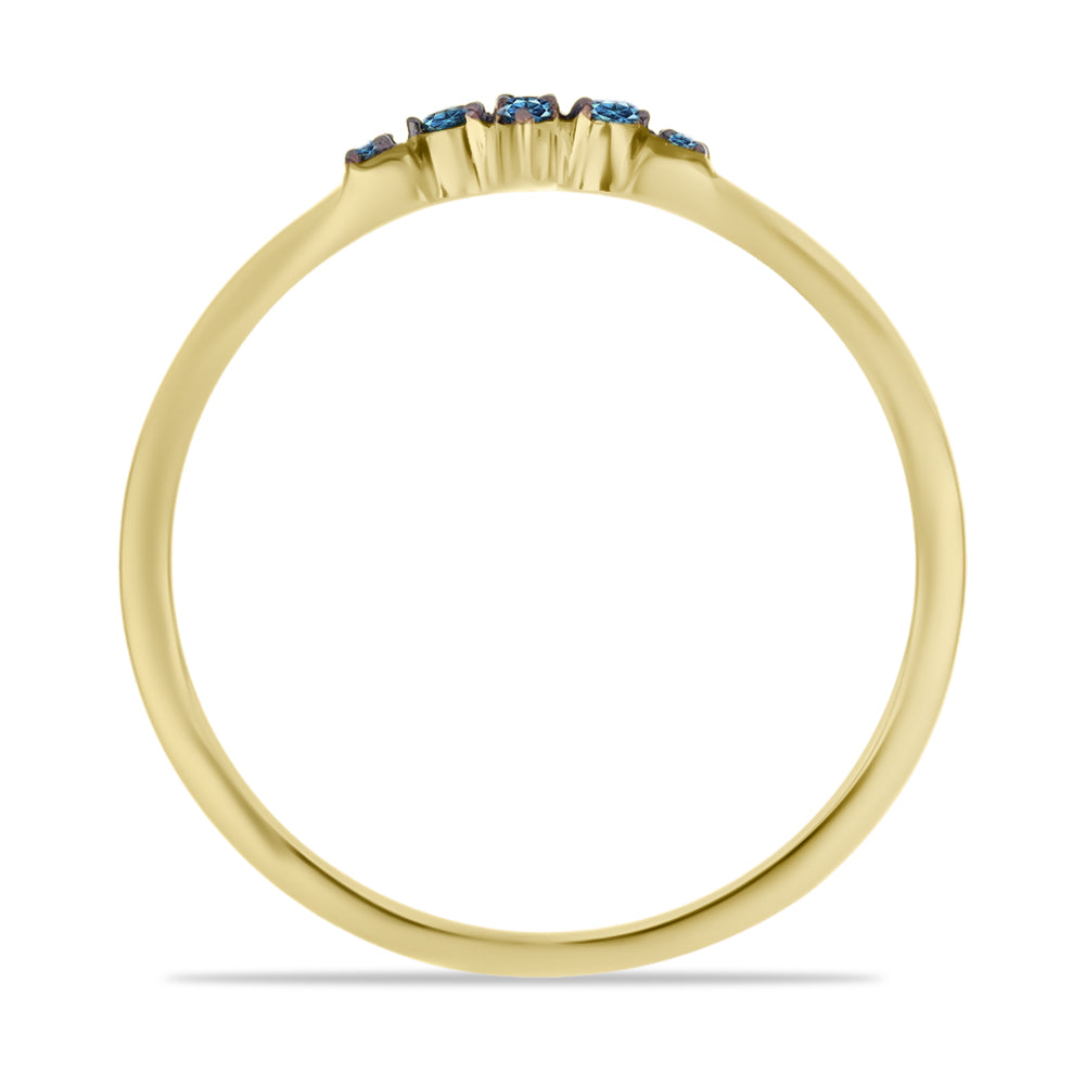 Goldplattierter Silberring mit blauem Diamant und weißem Diamant