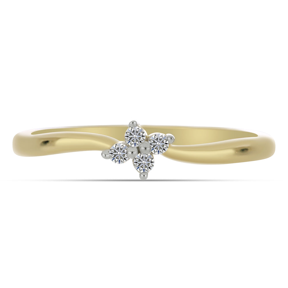 Goldplattierter Silberring mit weißem Diamant 1 