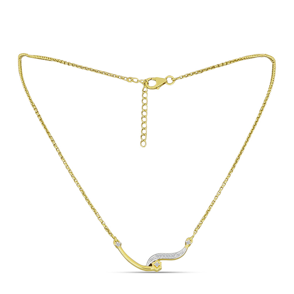 Goldplattierte Silberhalskette mit weißem Diamant
