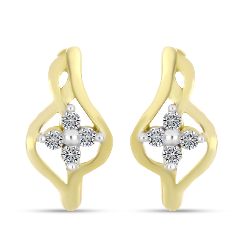 Goldplattierte Silberohrringe mit weißem Diamant