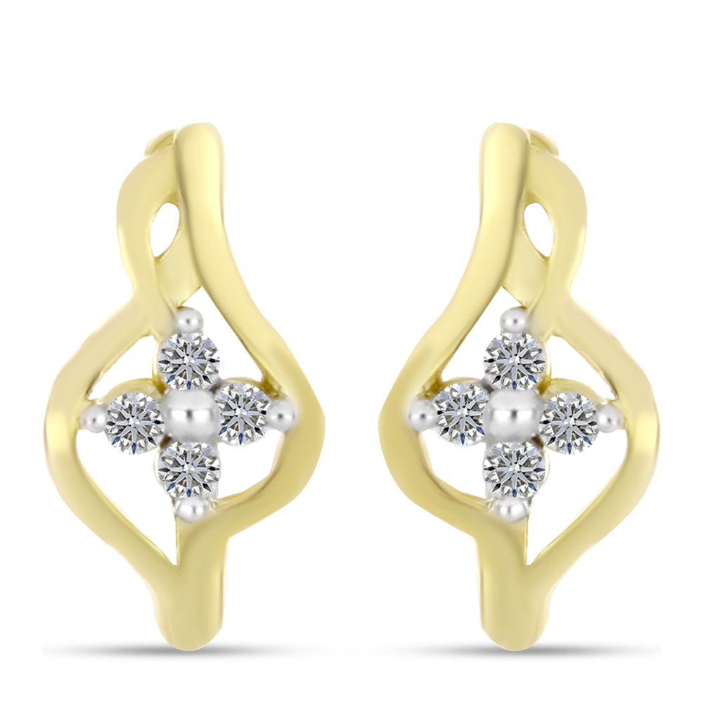 Goldplattierte Silberohrringe mit weißem Diamant