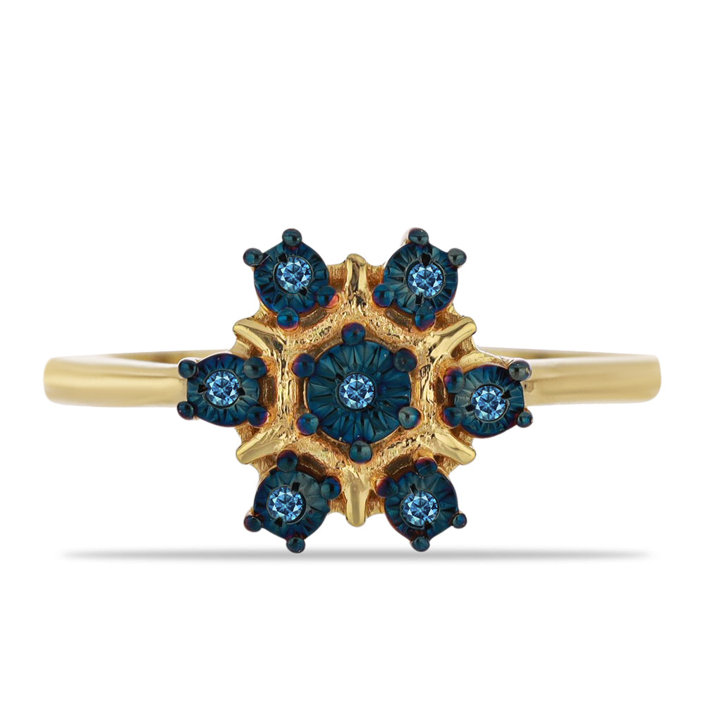 Goldplattierter Silberring mit blauem Diamant 5 