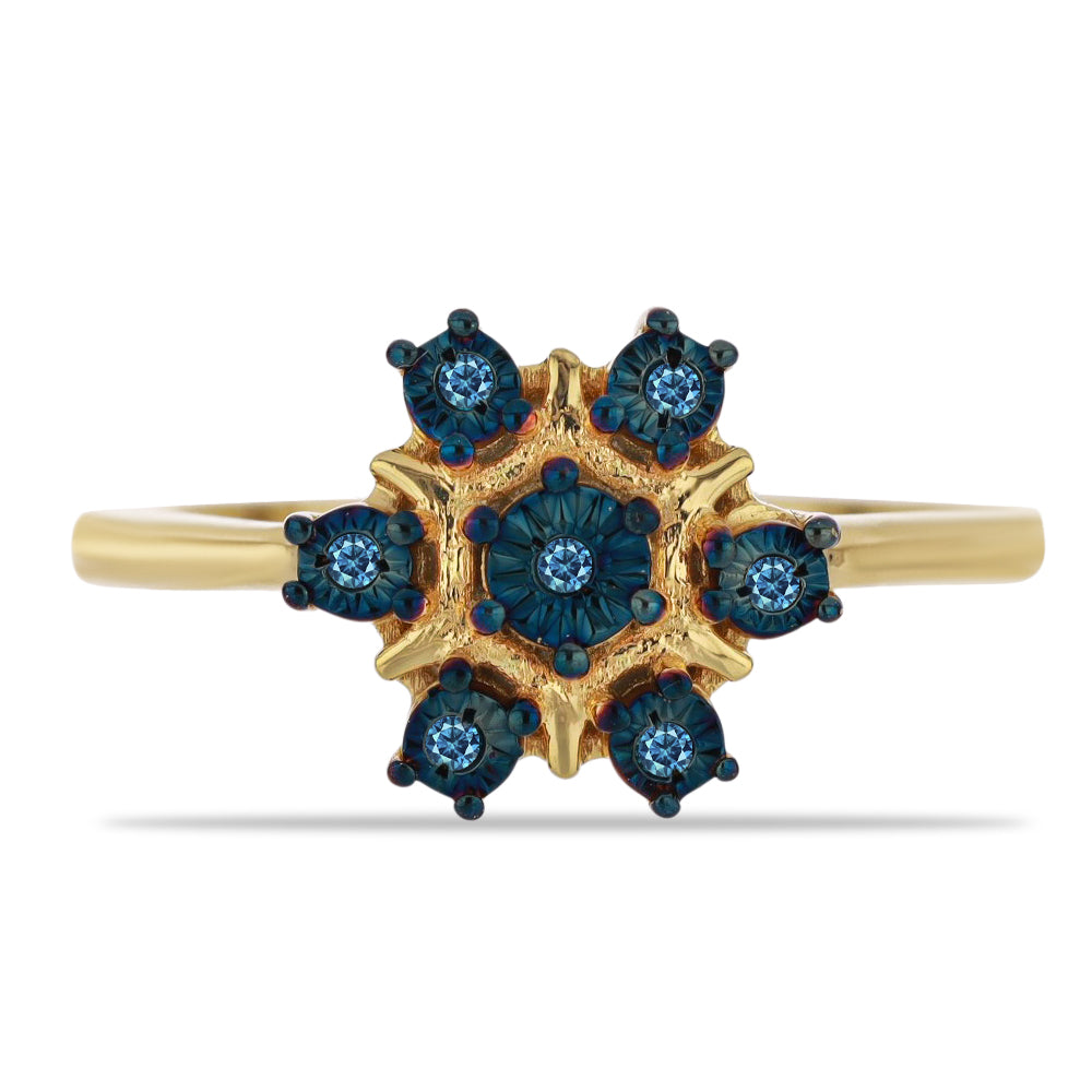 Goldplattierter Silberring mit blauem Diamant