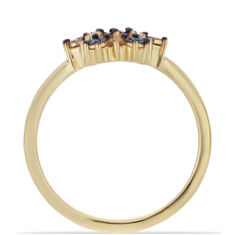 Goldplattierter Silberring mit blauem Diamant 6 