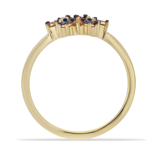 Goldplattierter Silberring mit blauem Diamant