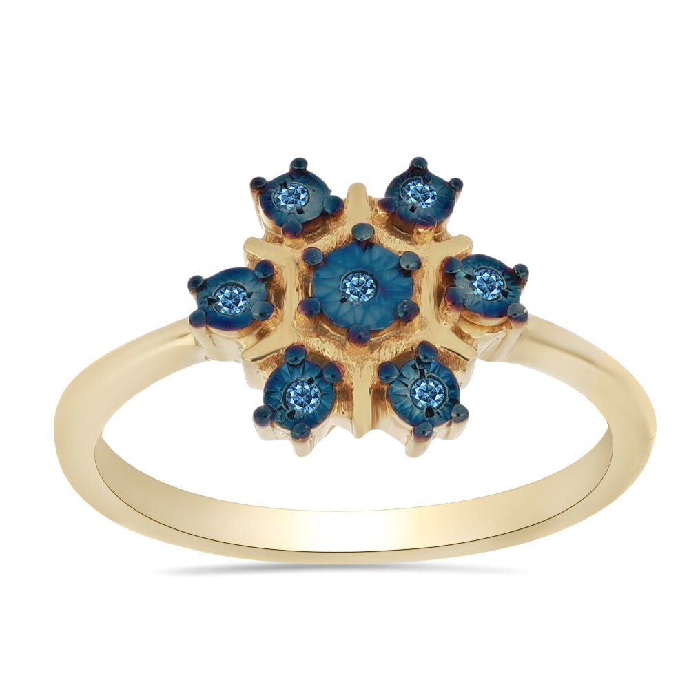 Goldplattierter Silberring mit blauem Diamant 3 