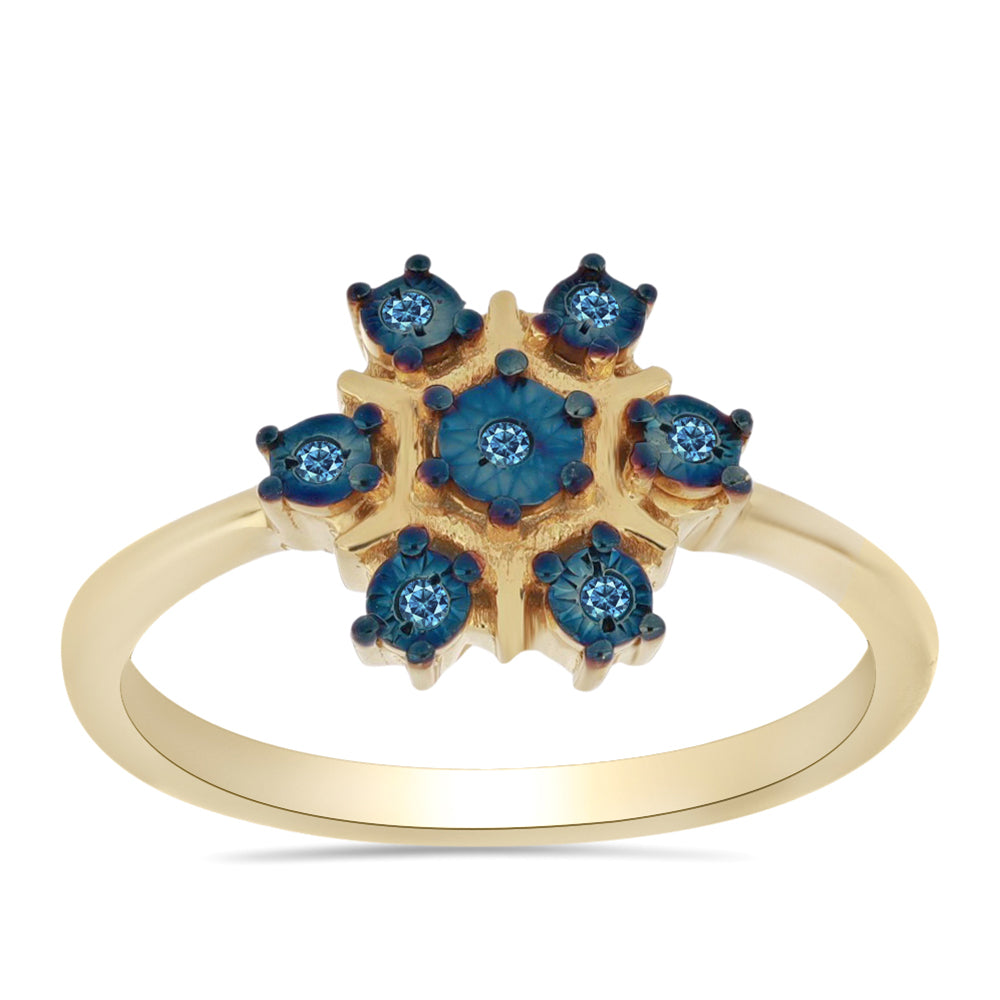 Goldplattierter Silberring mit blauem Diamant 7 