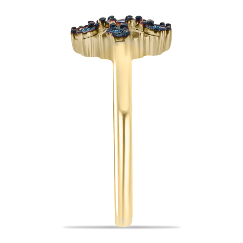 Goldplattierter Silberring mit blauem Diamant