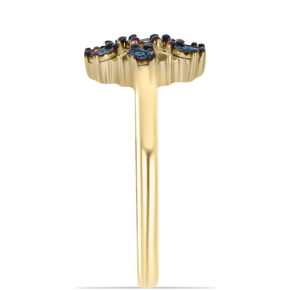 Goldplattierter Silberring mit blauem Diamant 8 