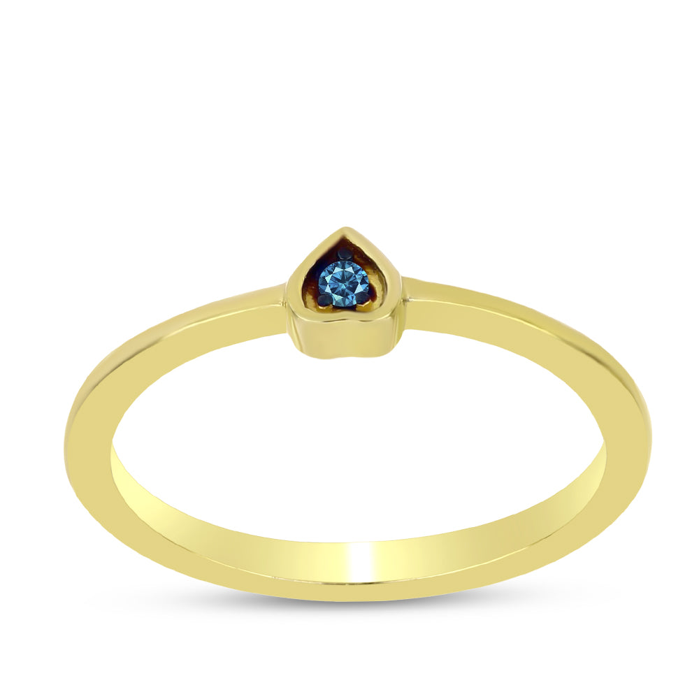 Goldplattierter Silberring mit blauem Diamant