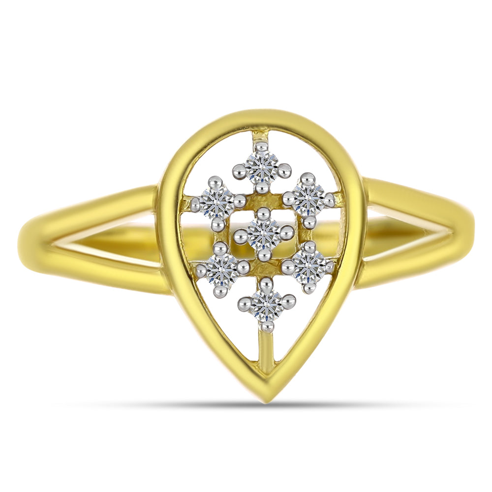 Goldplattierter Silberring mit weißem Diamant 1 