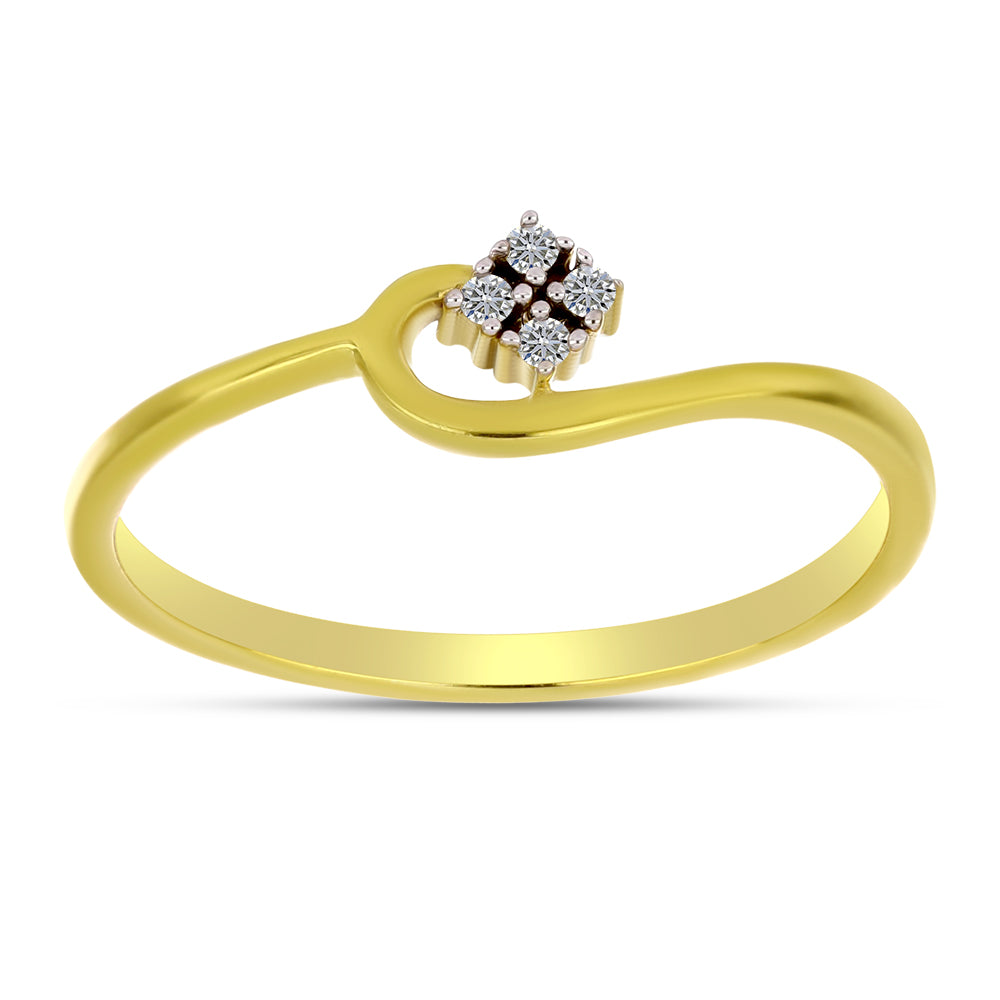Goldplattierter Silberring mit weißem Diamant 3 
