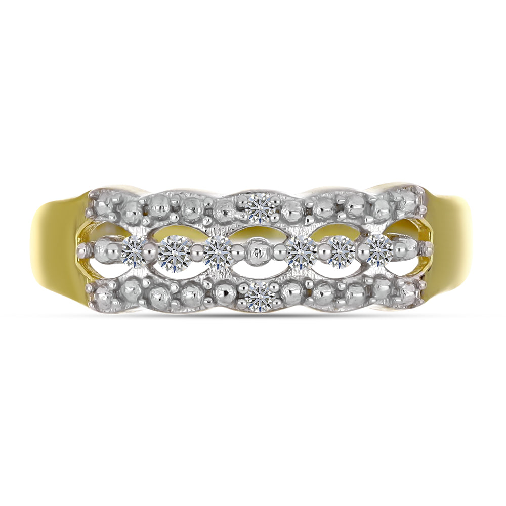 Goldplattierter Silberring mit weißem Diamant