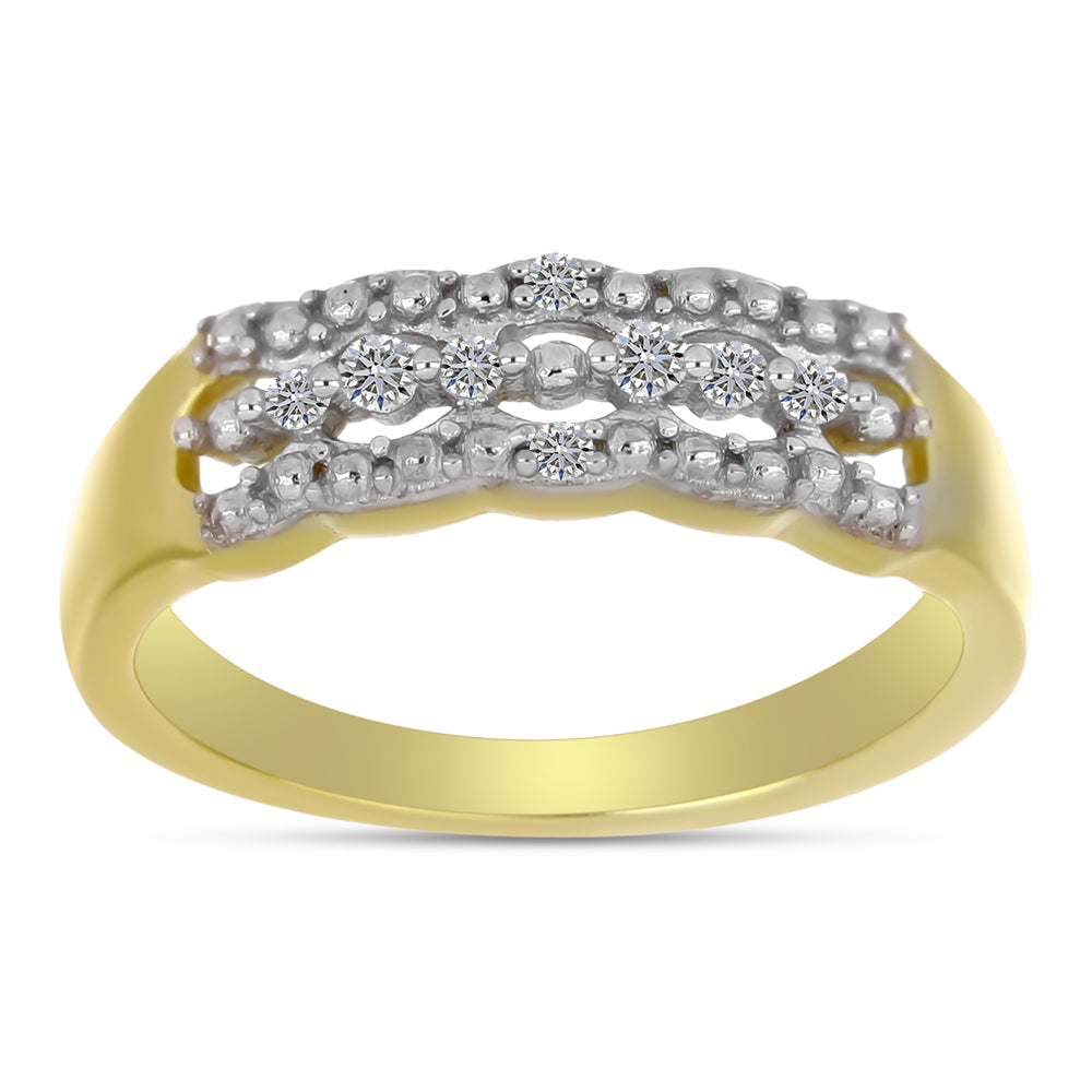 Goldplattierter Silberring mit weißem Diamant 3 
