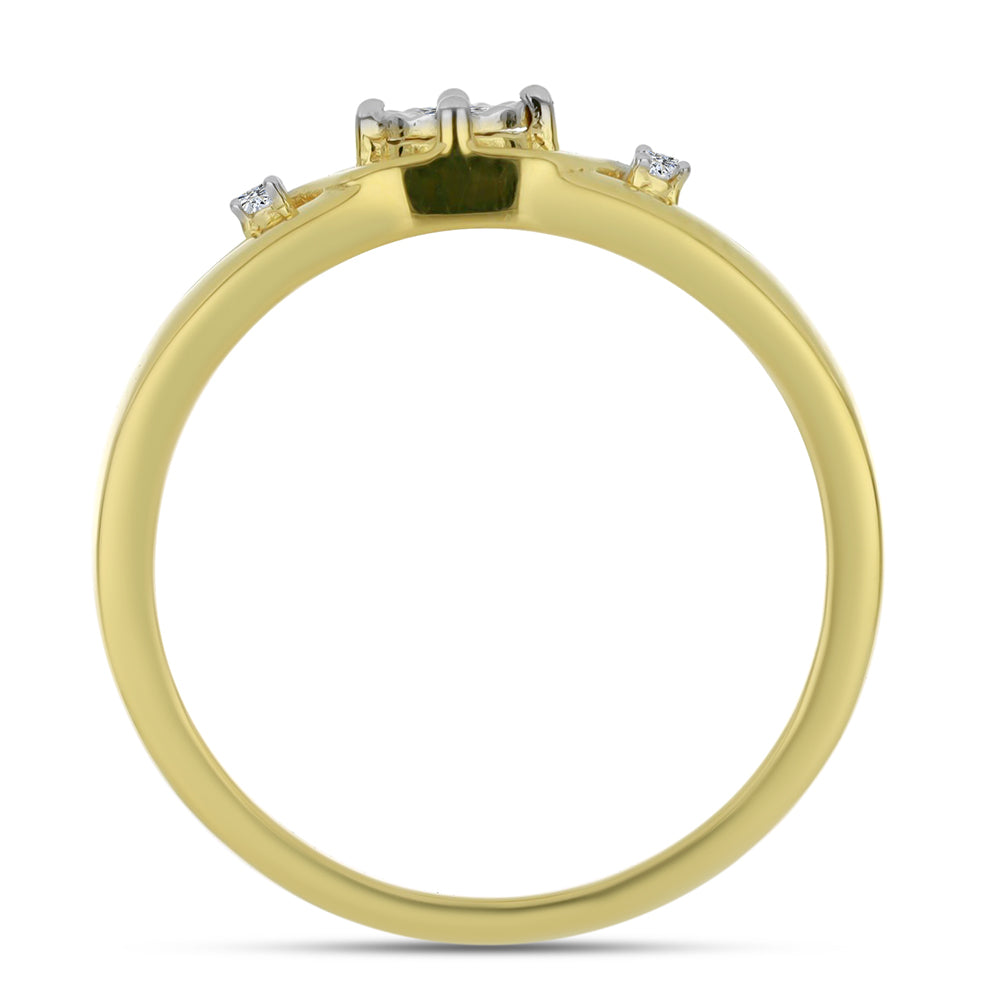 Goldplattierter Silberring mit weißem Diamant und weißem Zirkon