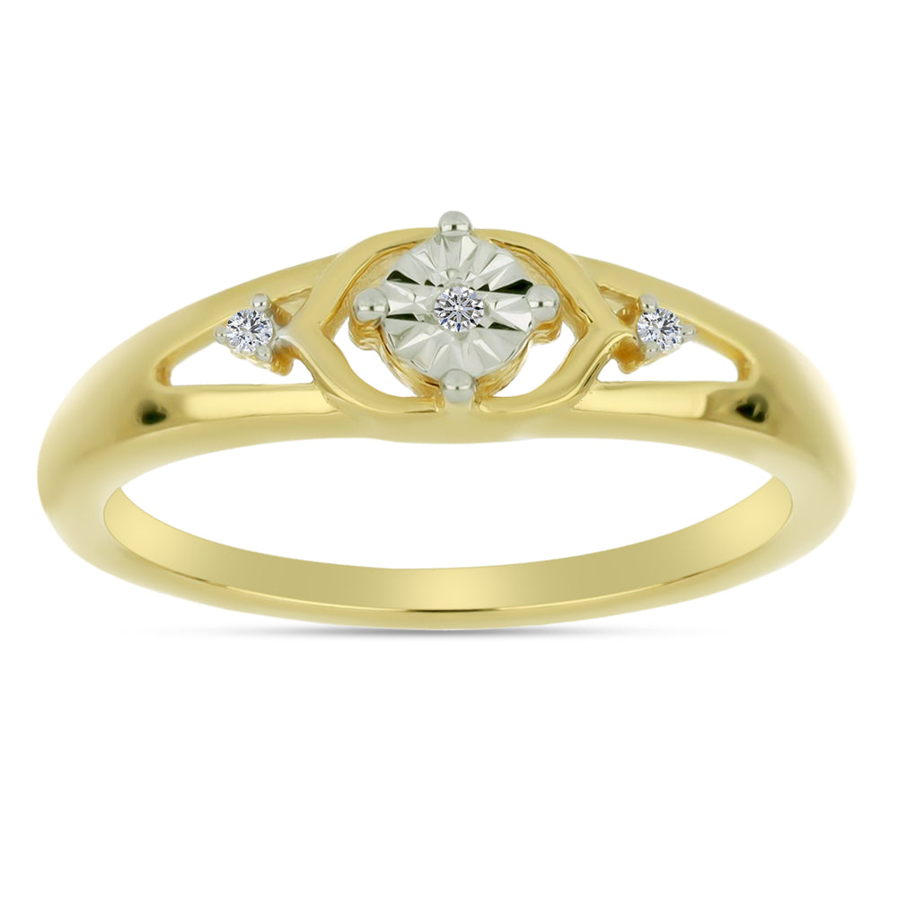 Goldplattierter Silberring mit weißem Diamant und weißem Zirkon 3 