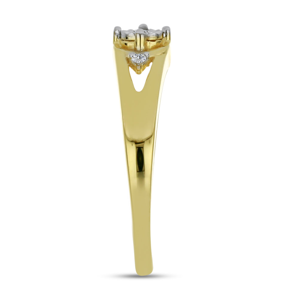 Goldplattierter Silberring mit weißem Diamant und weißem Zirkon