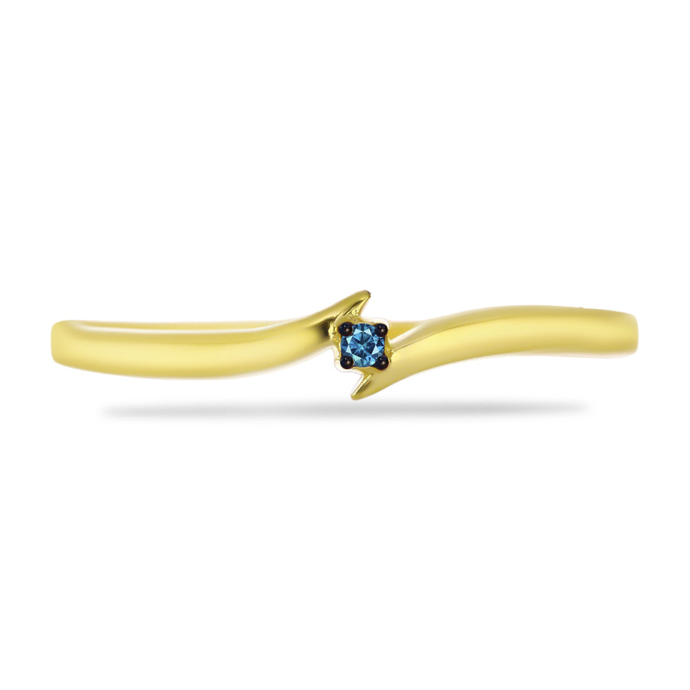 Goldplattierter Silberring mit blauem Diamant