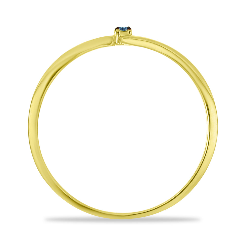 Goldplattierter Silberring mit blauem Diamant