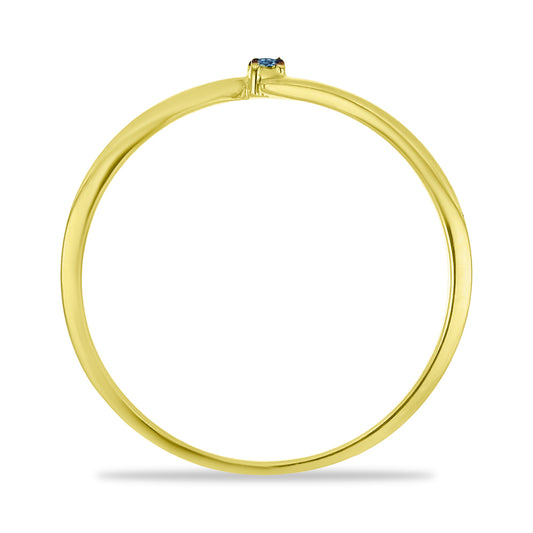 Goldplattierter Silberring mit blauem Diamant