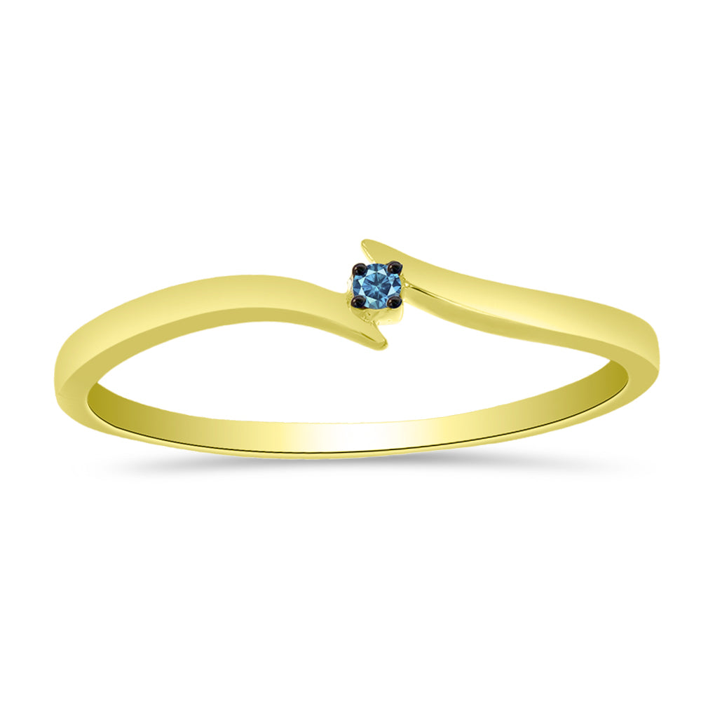 Goldplattierter Silberring mit blauem Diamant