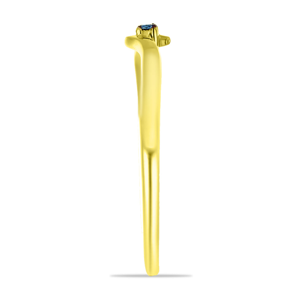 Goldplattierter Silberring mit blauem Diamant 4 