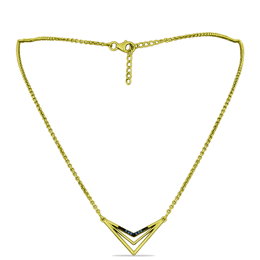 Goldplattierte Silberhalskette mit blauem Diamant 2 