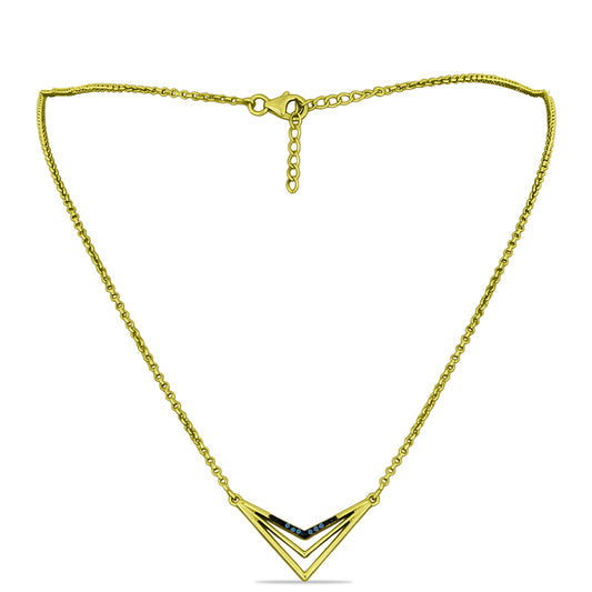 Goldplattierte Silberhalskette mit blauem Diamant