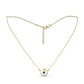 Goldplattierte Silberhalskette mit blauem Diamant und weißem Zirkon