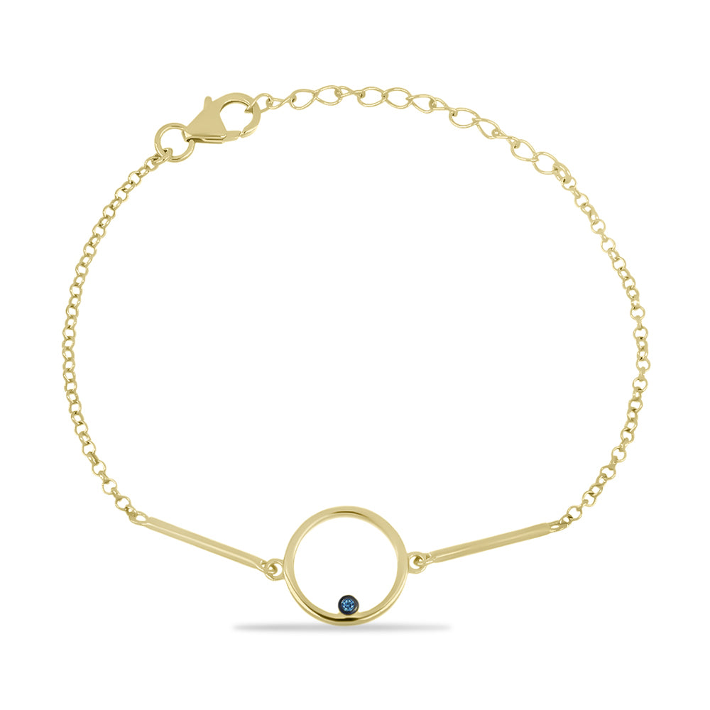 Goldplattiertes Silberarmband mit blauem Diamant 1 