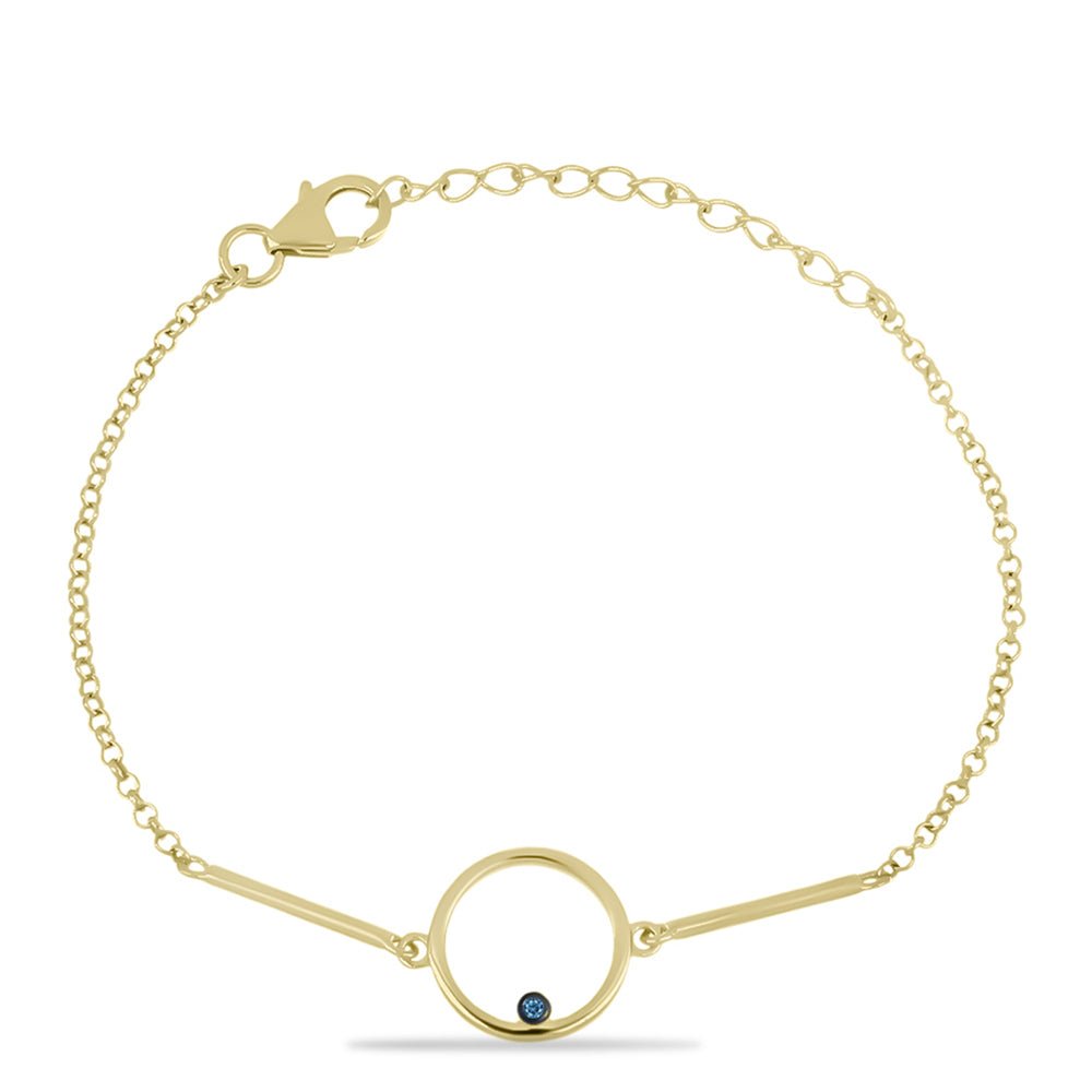 Goldplattiertes Silberarmband mit blauem Diamant 2 